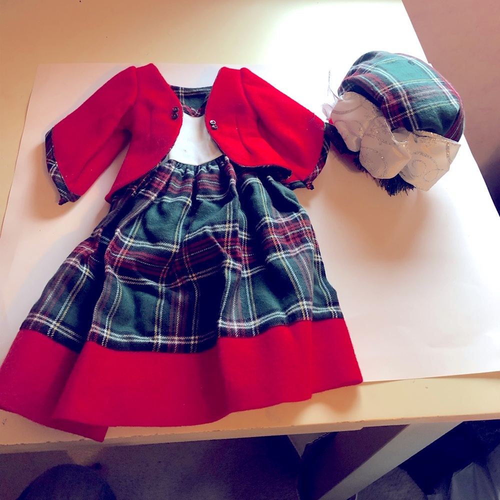 18 inch doll dress, jacket and hat
